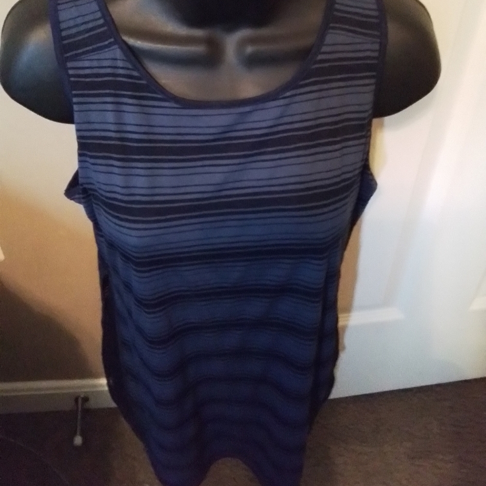 Athleta Navy Blue Stripe Mesh Tank top NWOT